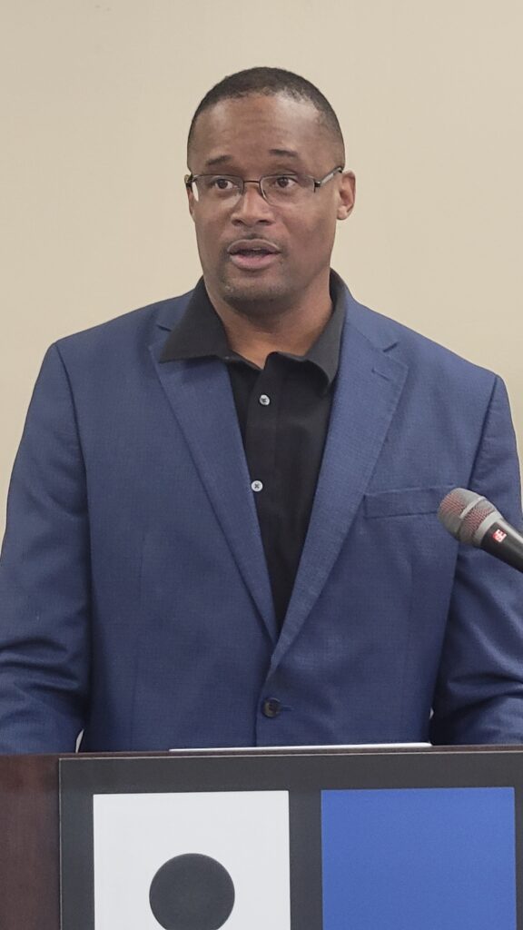 De’Angelo Boone speaks during the presentation of the Norma Dell Courage to Care award on Nov. 14 at Goodwill Industries of Southeast Michigan.